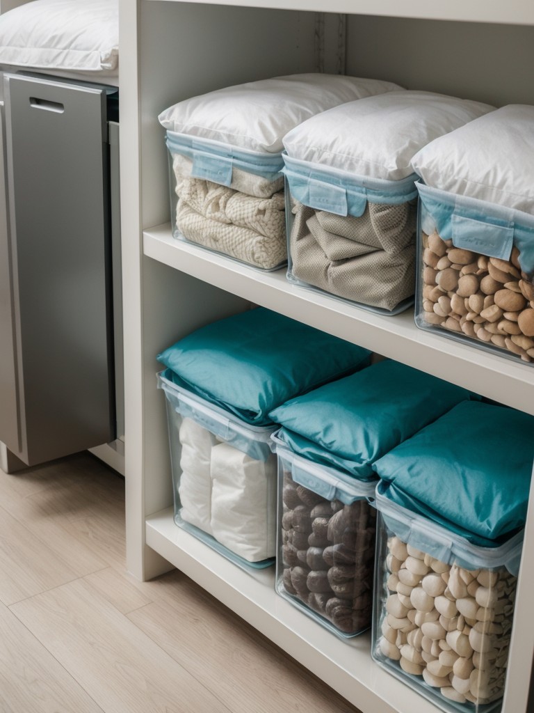 Consider using vacuum storage bags for seasonal clothing or bedding items to maximize space.