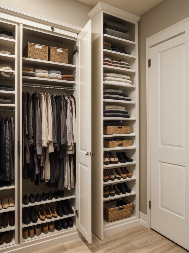 Utilize the back of your closet door by adding an over-the-door organizer for additional storage options.