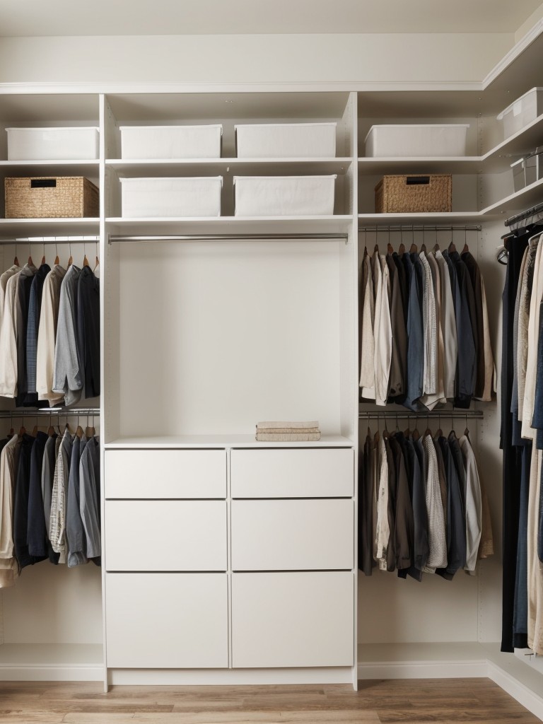 Utilize vertical space by installing adjustable shelving units in your closet.