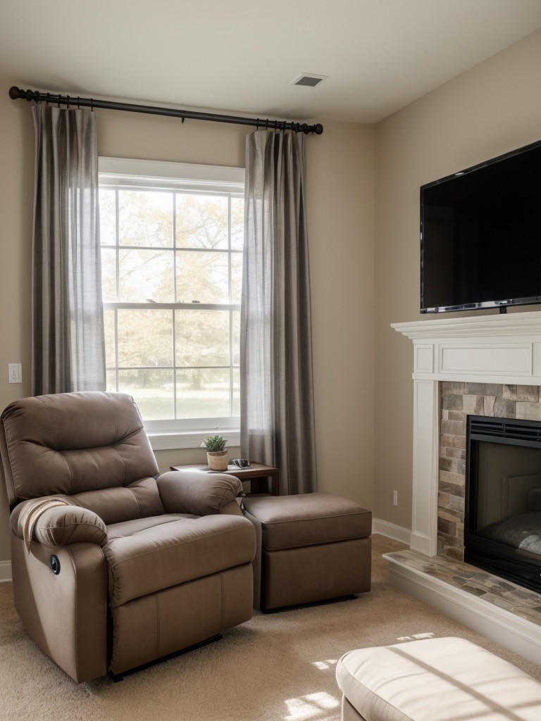 Incorporating a comfortable seating area for relaxation, such as a cozy reading nook or a stylish recliner for TV viewing.
