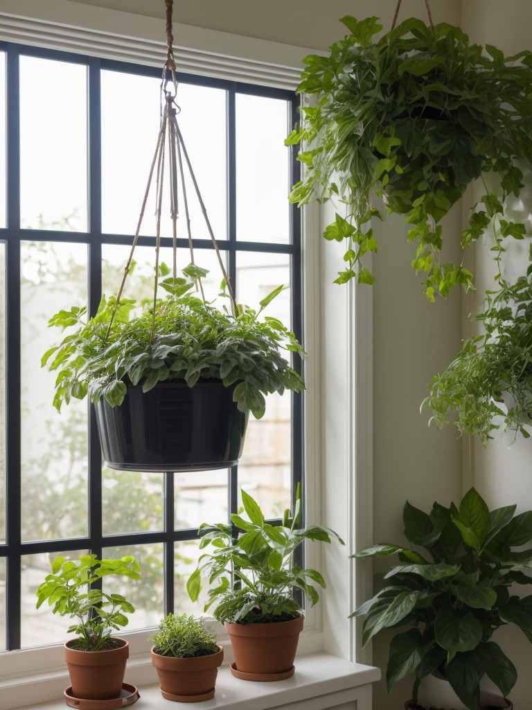 Incorporating plants and greenery to bring life and freshness into the space, whether it's through potted plants, hanging baskets, or a vertical garden.