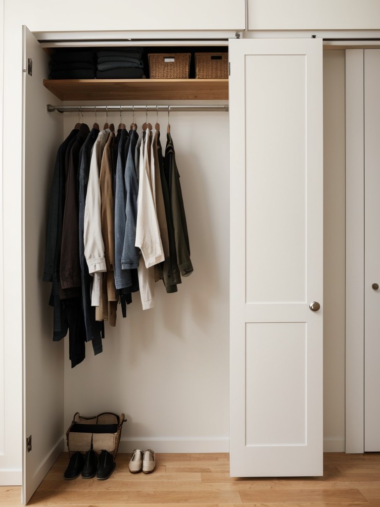 Install a tension rod between two walls or cabinets to create a makeshift clothes rack.