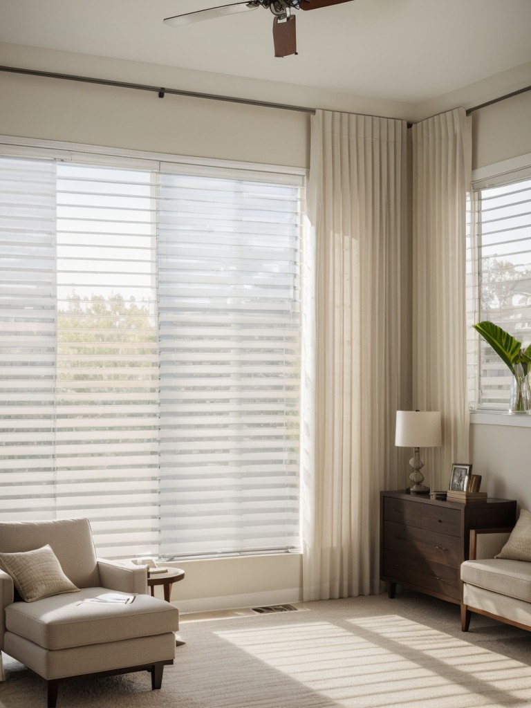 Choose sleek and understated window treatments, such as motorized blinds or sheer curtains, to maintain privacy while still allowing natural light to filter in a contemporary living room.