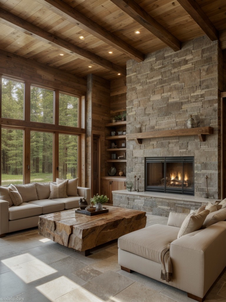 Embrace the use of natural elements, like wood and stone, to add warmth and texture to a contemporary living room.