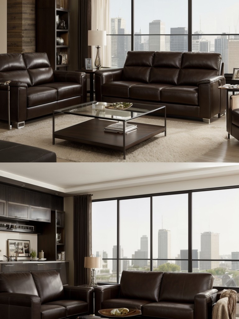Experiment with mixing different textures and materials, such as leather, metal, and glass, to add visual interest and depth to a contemporary living room.