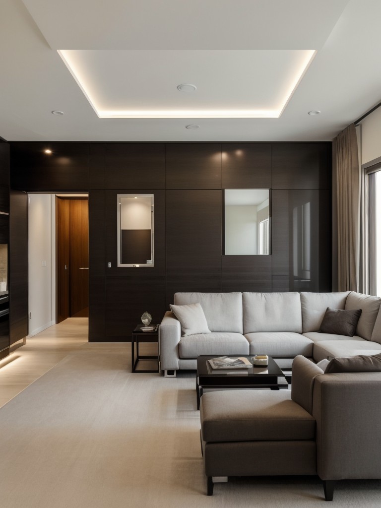 Install recessed lighting or sleek pendant lights to create a sophisticated and well-lit atmosphere in a contemporary living room.