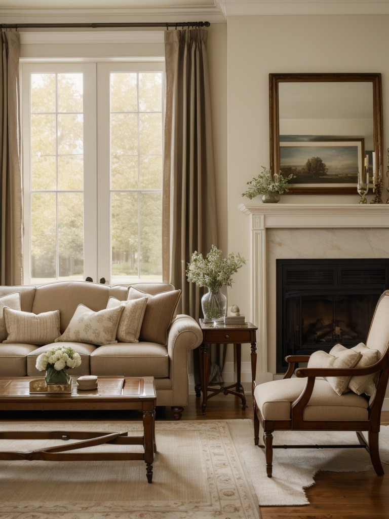 Traditional living room ideas with classic furniture pieces, elegant fabrics, and a warm and inviting color palette for a timeless and refined space.