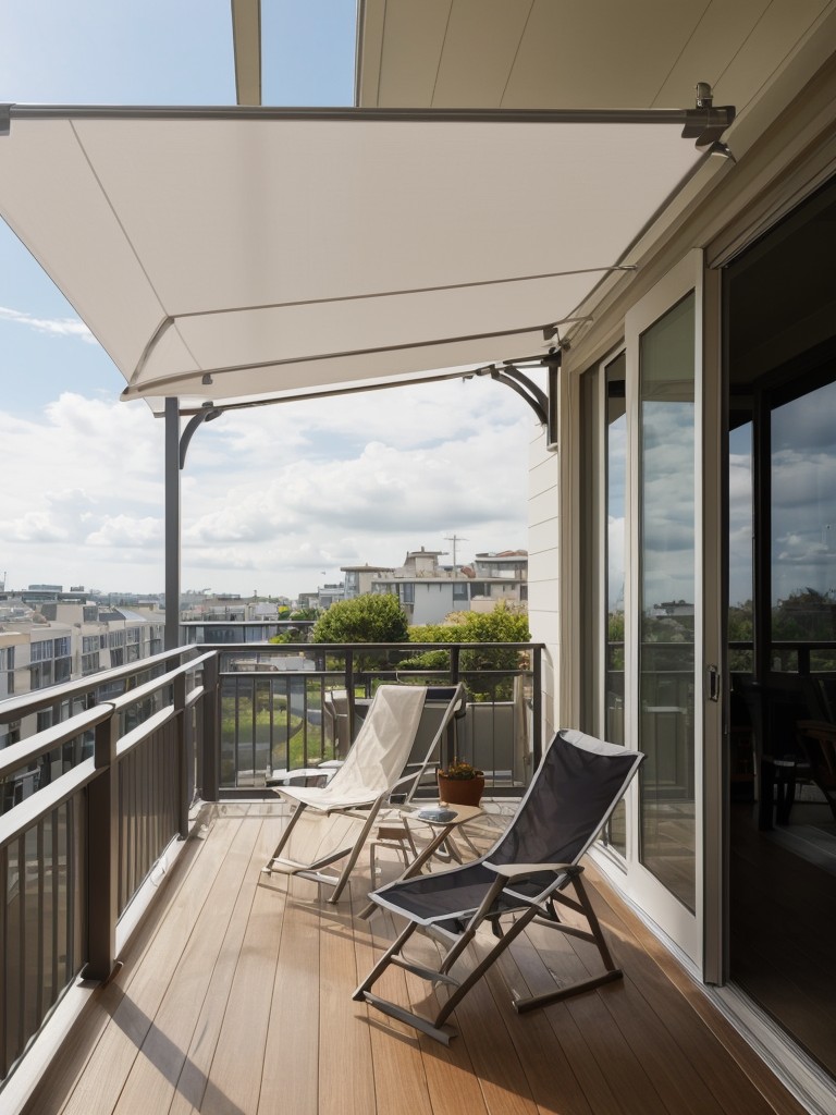 A stylish shade sail or retractable awning to protect from sun and rain and extend the usability of your balcony.