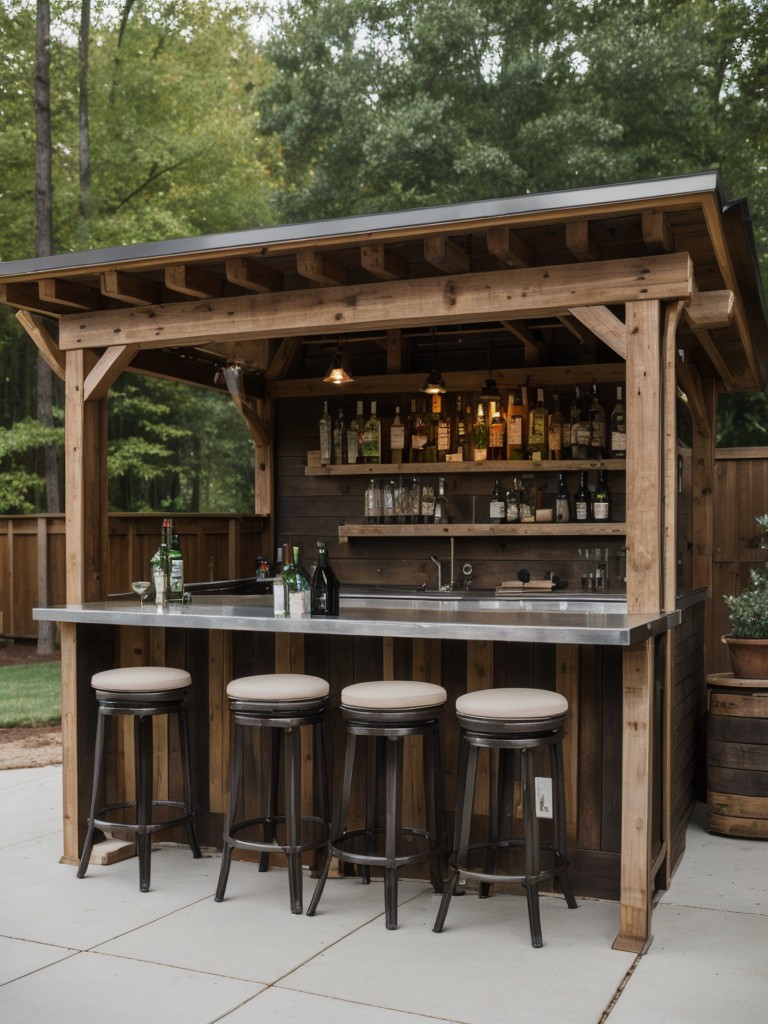 Building a small bar or mini outdoor kitchen area for entertaining and preparing drinks.