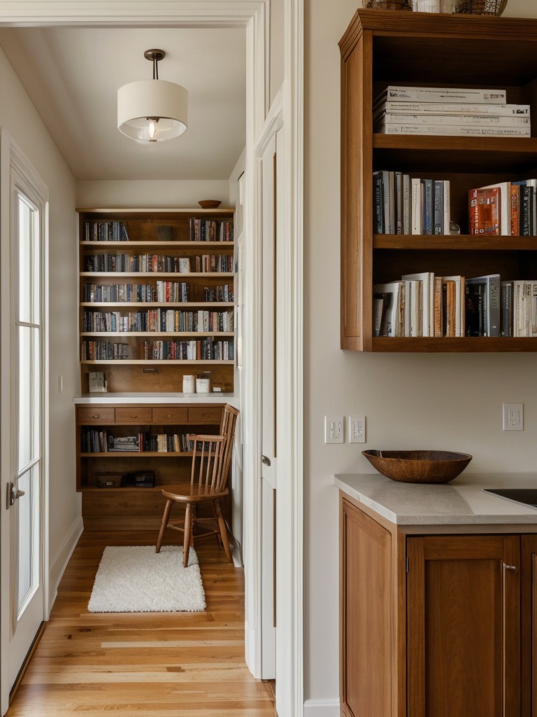 Including a small vertical bookshelf or a wall-mounted magazine holder for some cozy reading nooks.