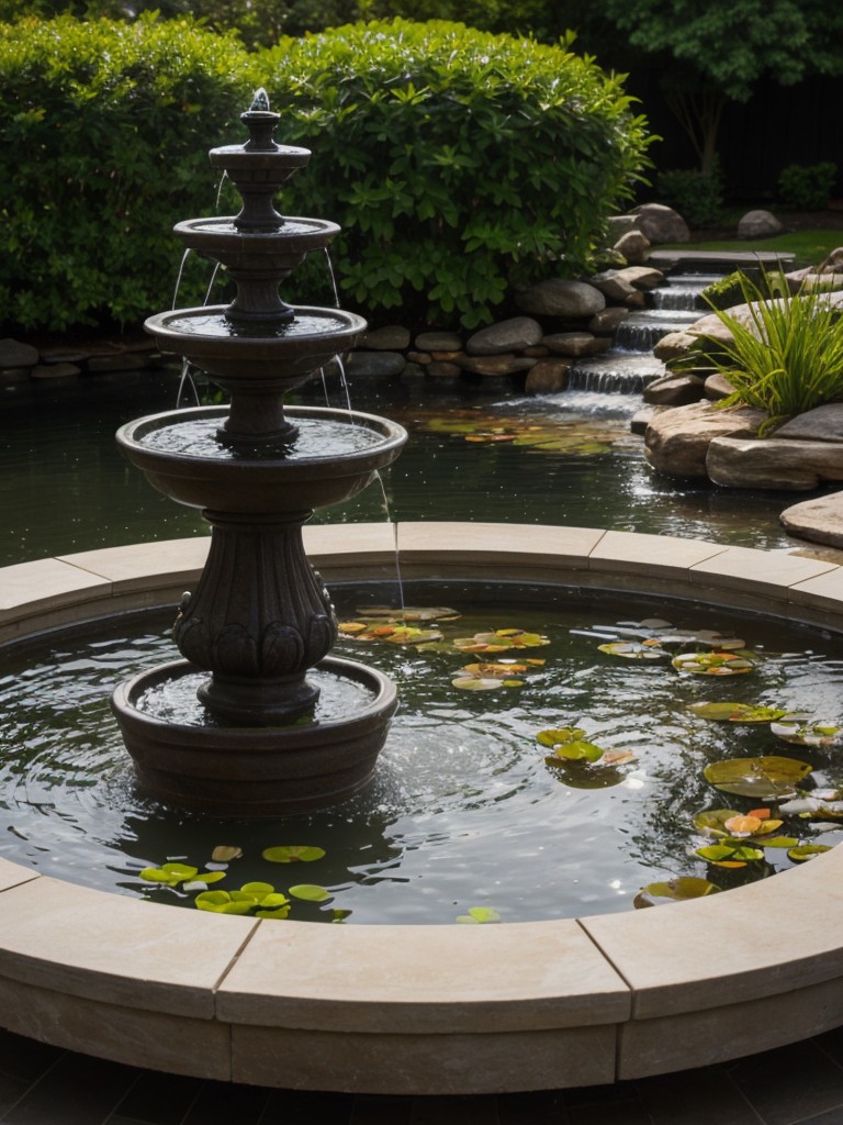 Incorporating a small water feature like a tabletop fountain or mini pond for a calming effect.