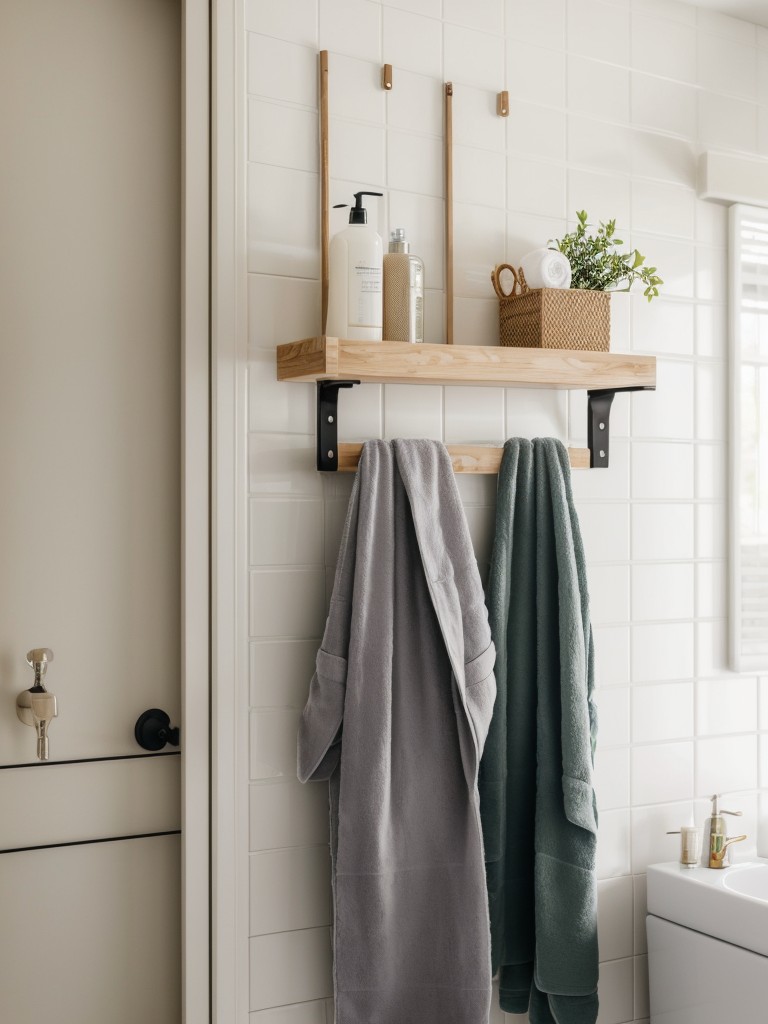 Hang a pegboard in the bathroom to hang towels, robes, and toiletries.