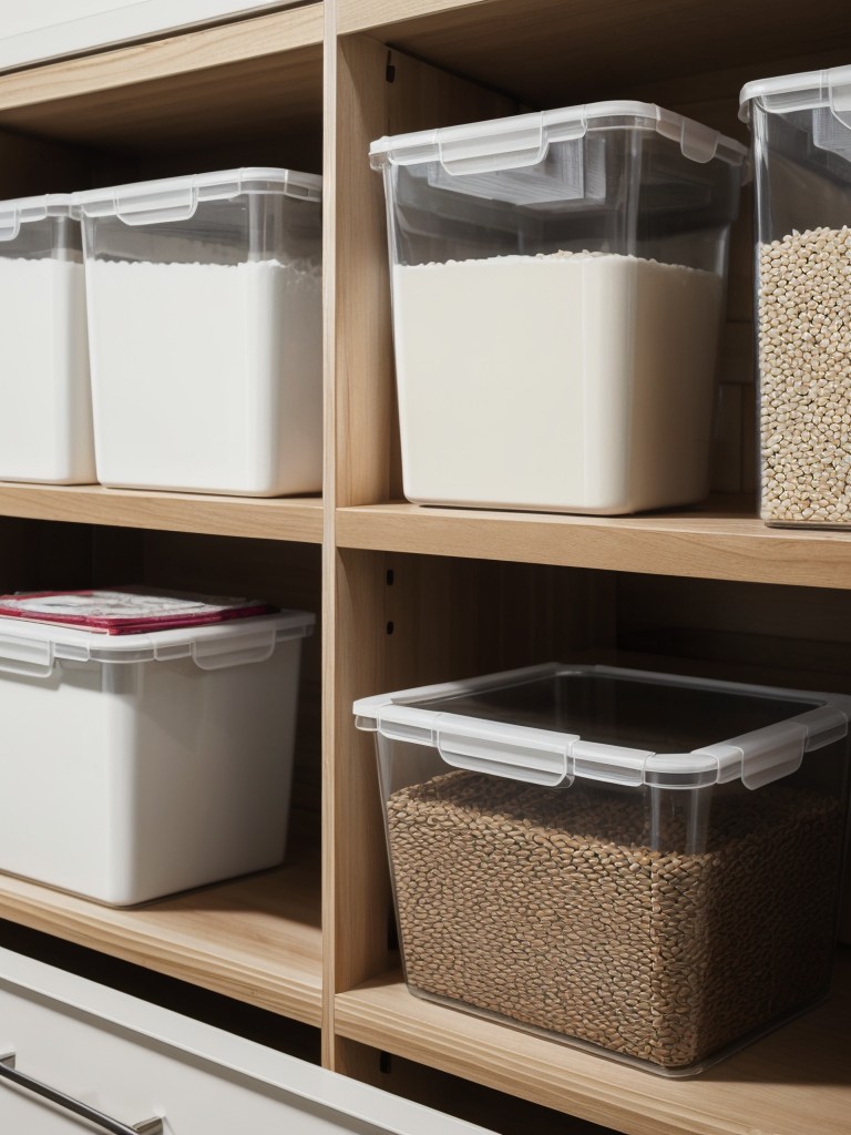 Use clear storage containers for easy identification and stackability.