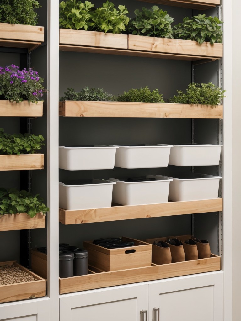 Use vertical storage solutions such as wall-mounted organizers or hanging baskets.