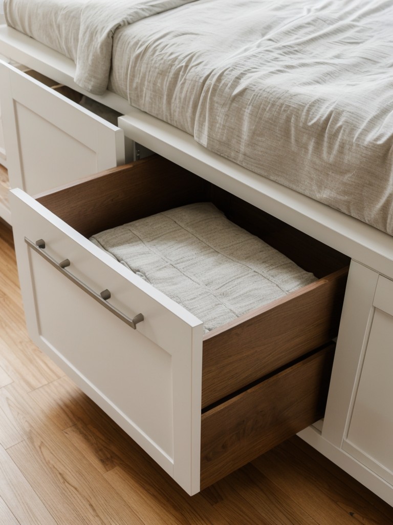Incorporating built-in storage solutions like under-bed drawers or wall-mounted cabinets.