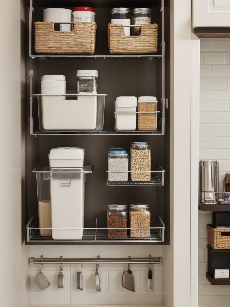 Utilizing wall-mounted or hanging organizers to keep small items within reach but off of valuable counter space.