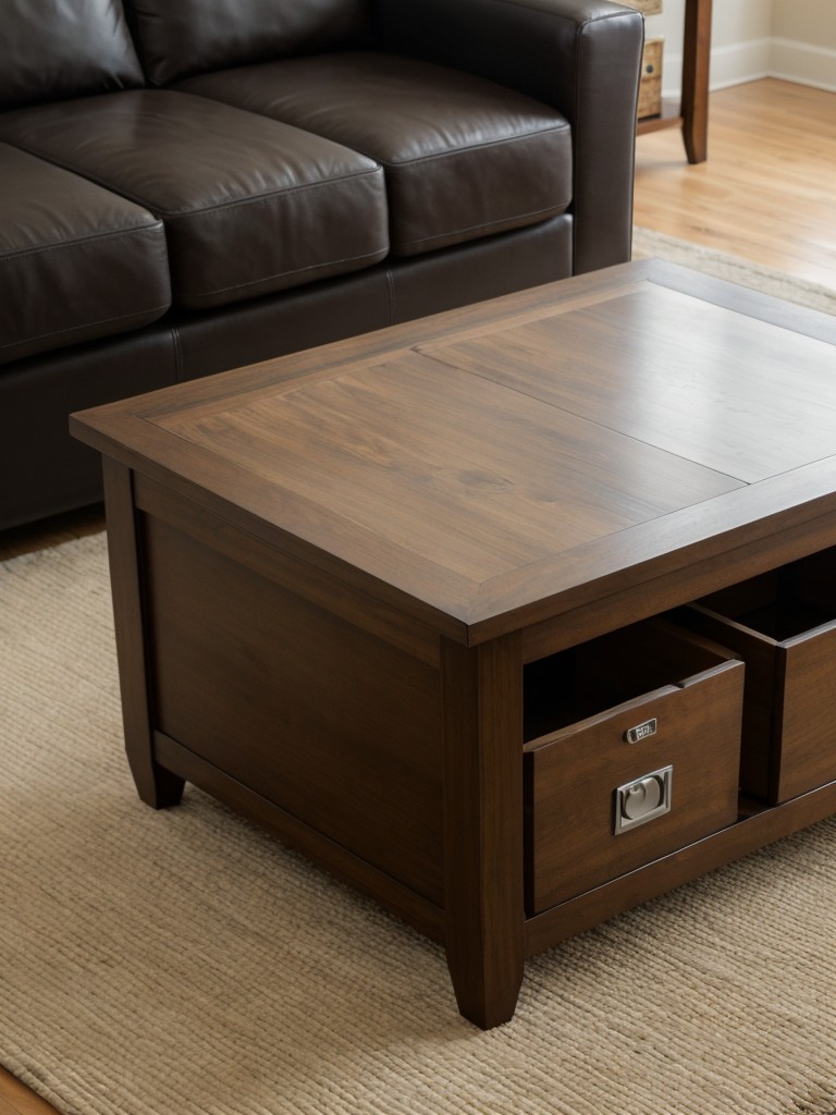 Consider investing in furniture with hidden storage compartments, such as a coffee table or ottoman with a removable lid.