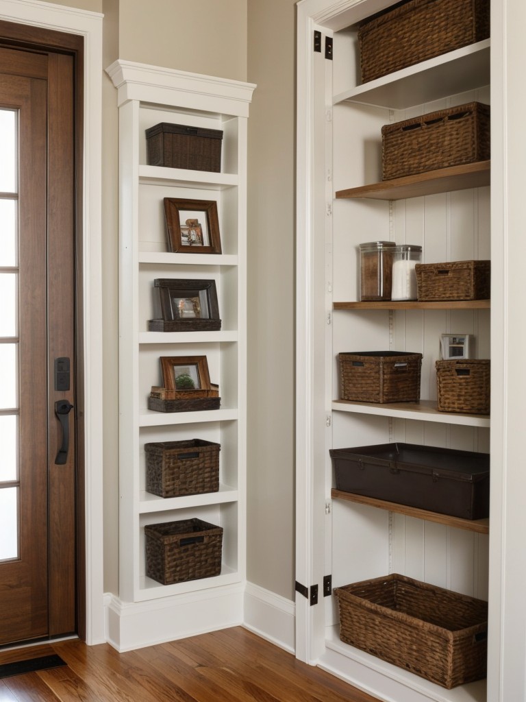 Create additional storage above doorframes by installing small shelves, perfect for storing books or decorative items.