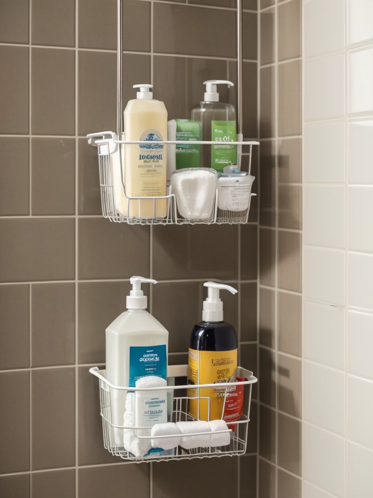 Install a tension rod in your shower for hanging toiletry caddies or baskets, saving space in a tiny bathroom.