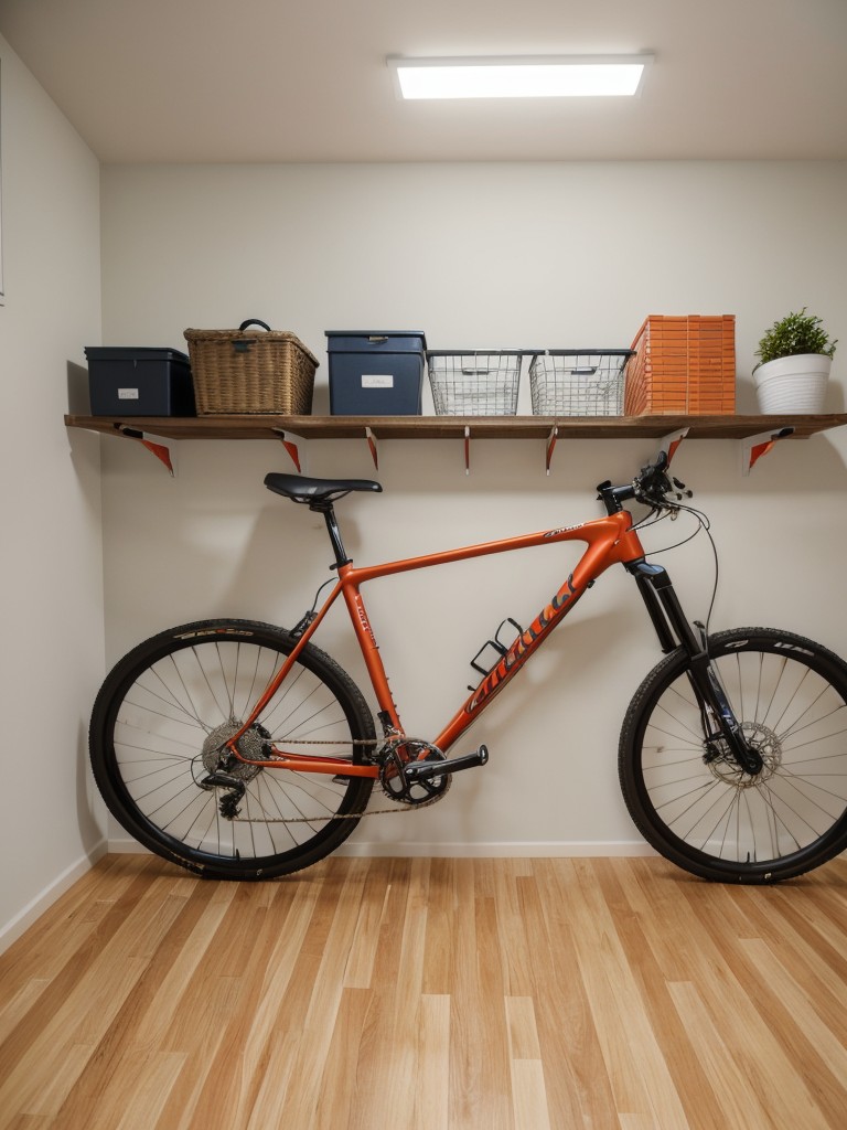 Install a wall-mounted bike rack to store bicycles without taking up floor space in your apartment.