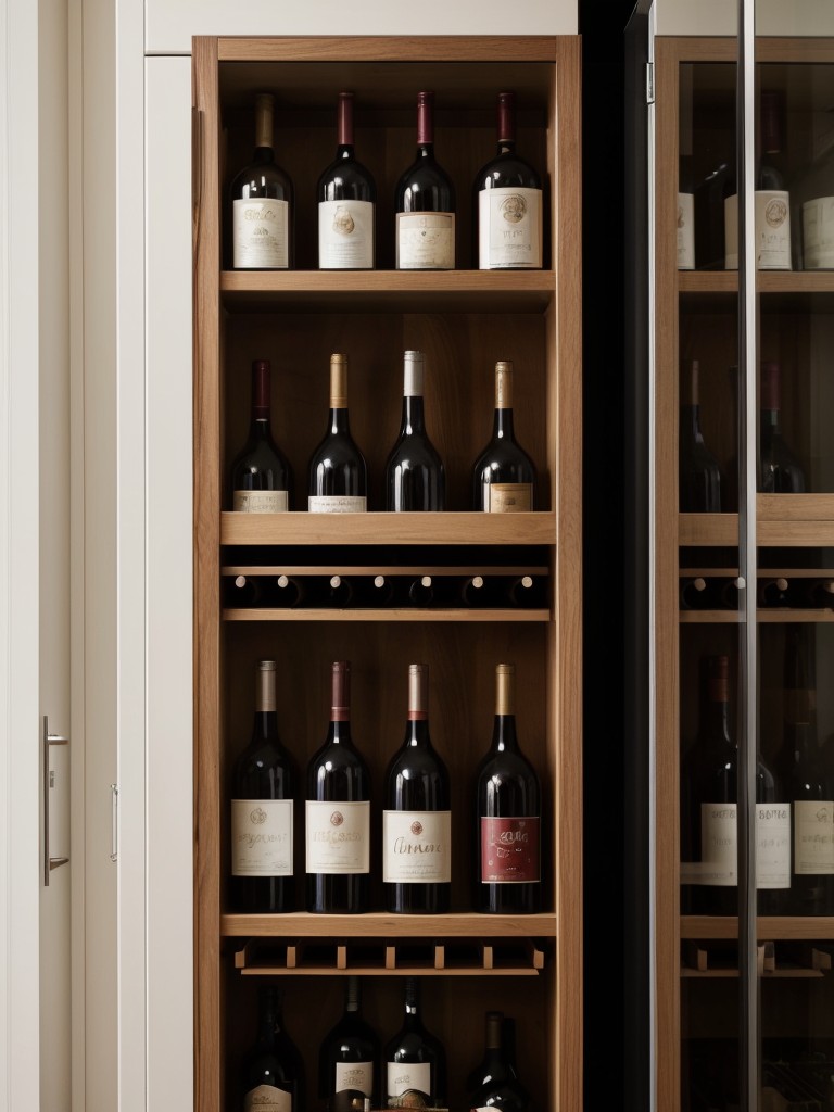 Install a wall-mounted wine rack or glass holder to store and display your wine collection, freeing up valuable cupboard space.
