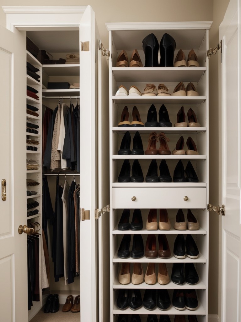 Use a hanging shoe organizer on the back of your closet door to maximize shoe storage without taking up valuable closet space.