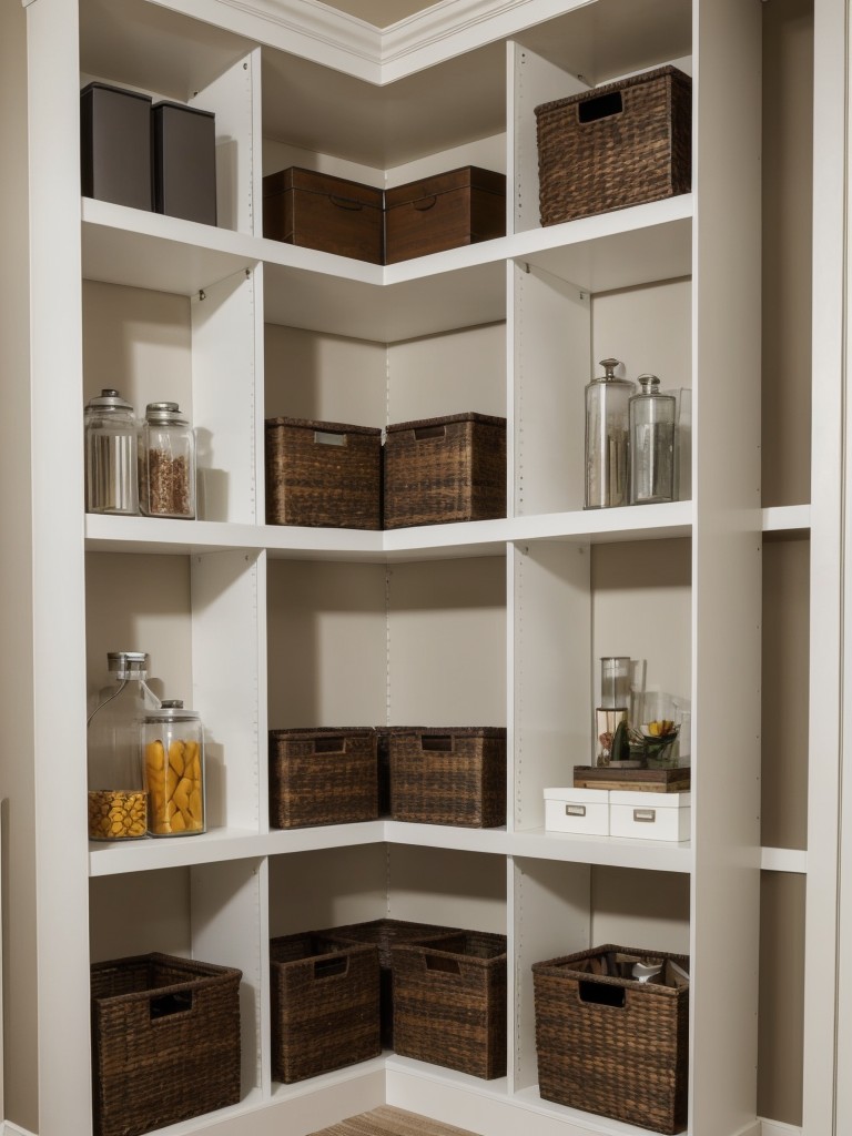 Utilize corner shelving units to maximize storage in hard-to-reach areas of your apartment.