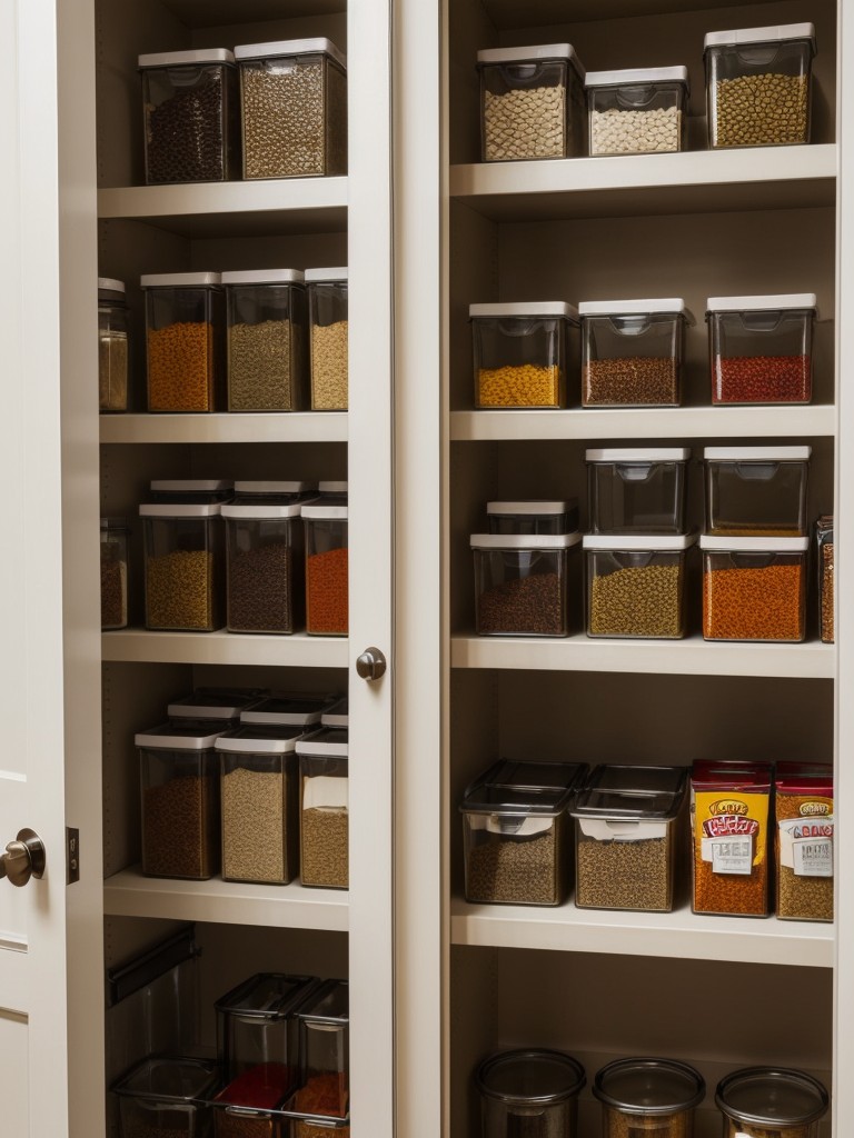Utilize over-the-door storage organizers for storing pantry items like spices, canned goods, or cleaning supplies.