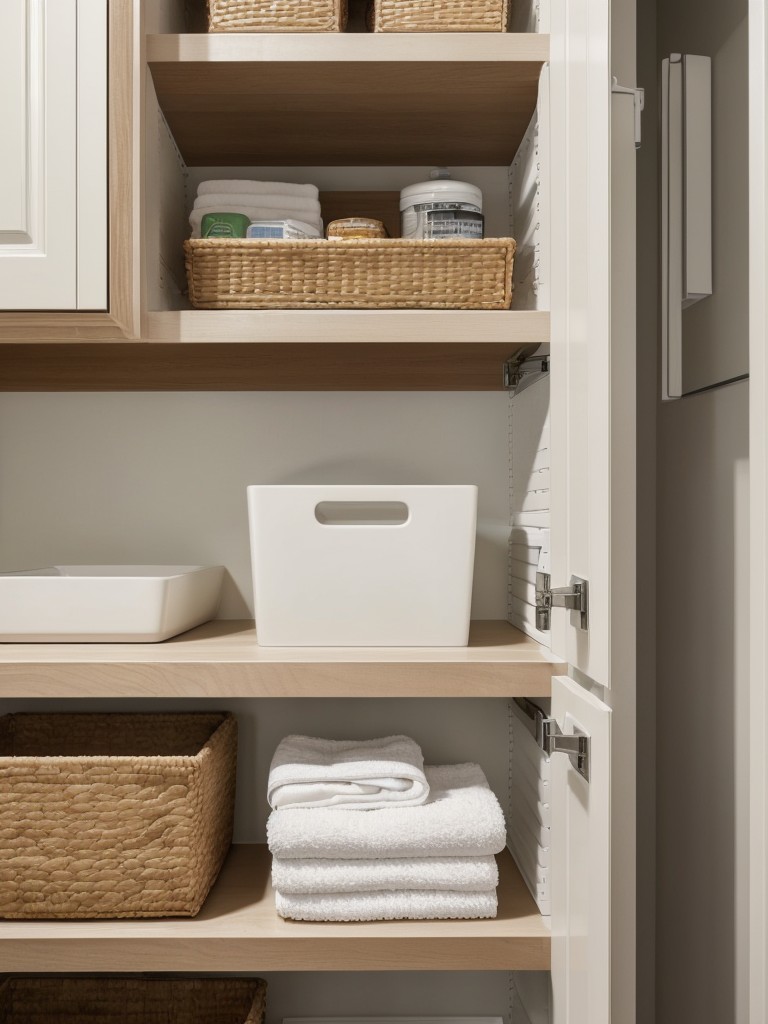 Combine functionality and style by adding built-in storage solutions like recessed shelving, hidden medicine cabinets, or wall-mounted towel racks.