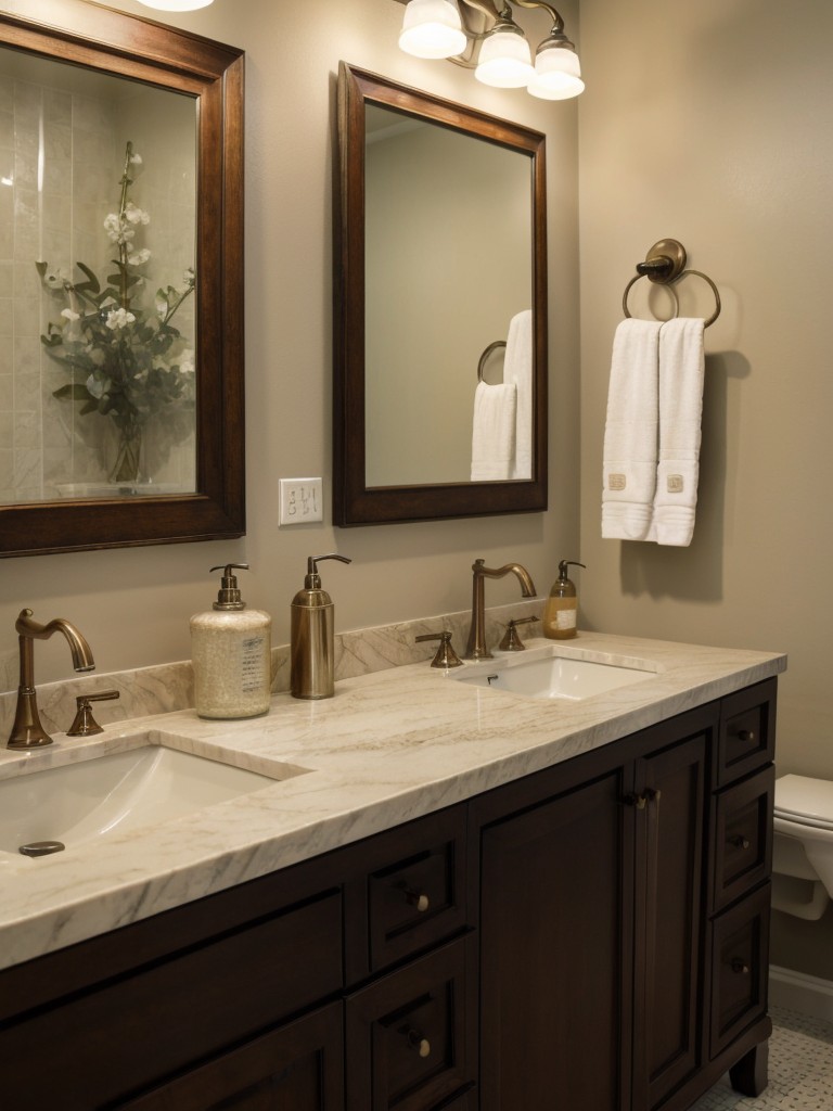 Give your bathroom a vintage feel with antique fixtures, framed artwork, and vintage-inspired accessories.