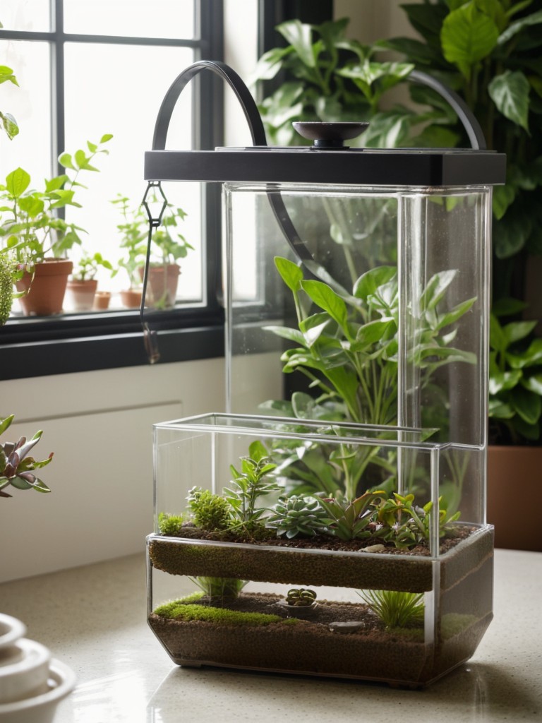 Create a mini indoor garden with cute planters and terrariums to bring in a sense of nature and freshness to your apartment.