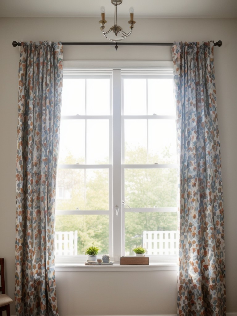 Hang cute and whimsical curtains or blinds with fun prints or patterns to transform your windows into a focal point in your apartment.