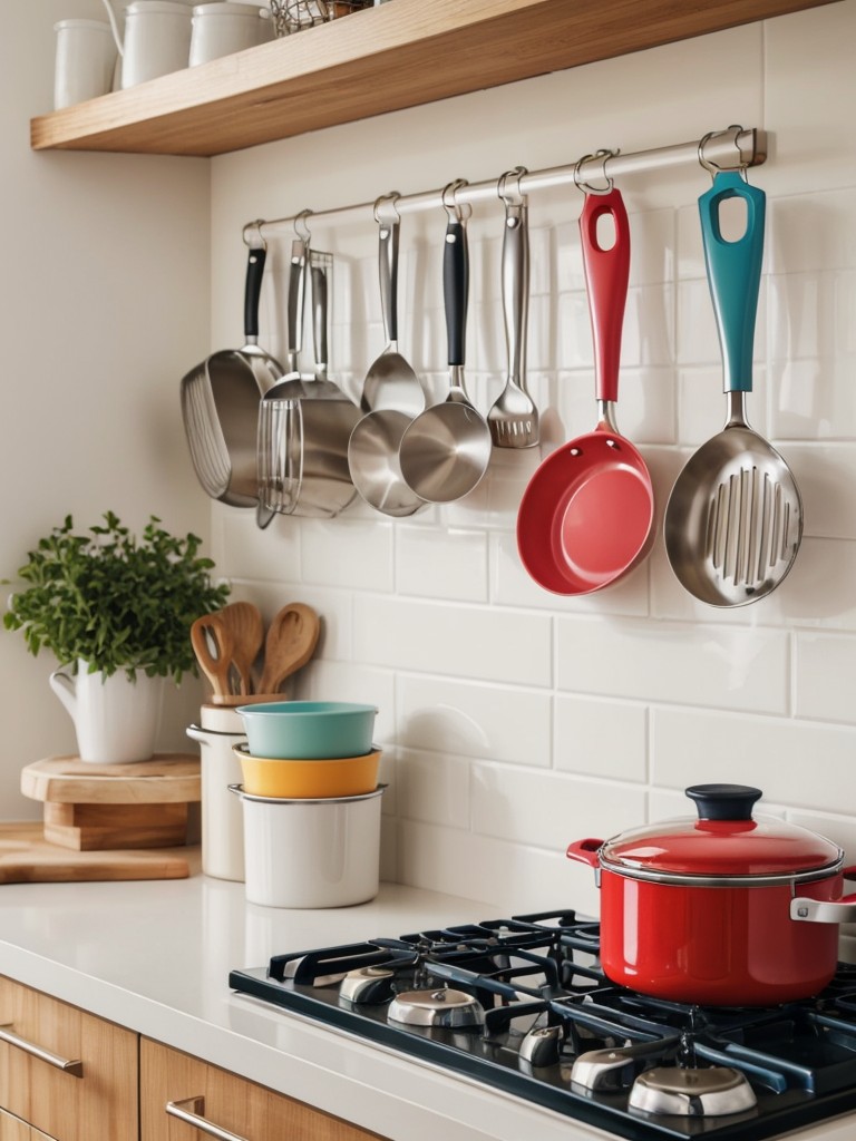 Use cute and colorful kitchen gadgets, utensils, and cookware to make your time in the kitchen more enjoyable and add a playful touch to your apartment.