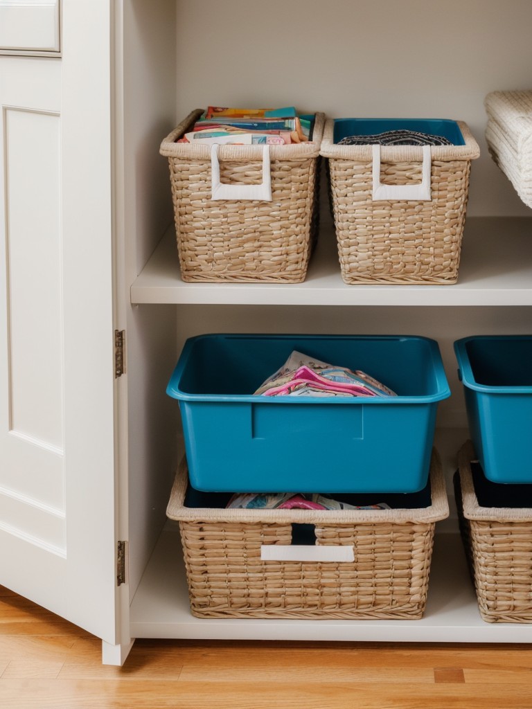 Use cute storage solutions like colorful bins, baskets, and decorative boxes to keep your belongings organized while adding a charming touch to your apartment.