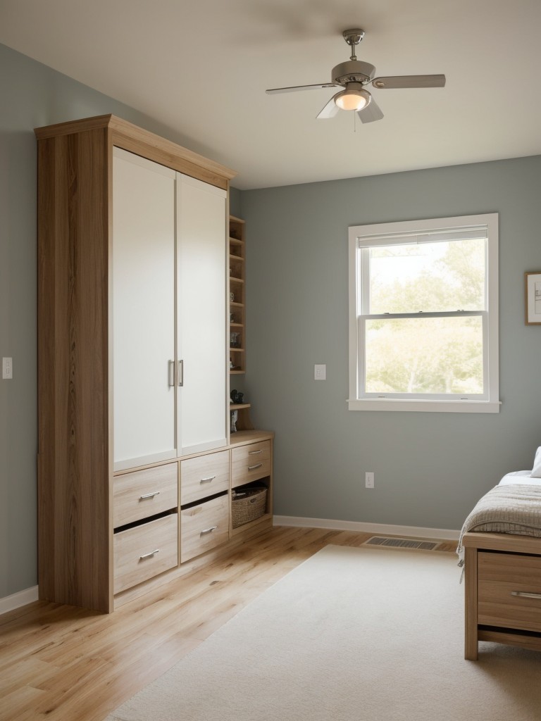 Choose furniture with built-in storage, like a bedframe with drawers underneath for extra storage.
