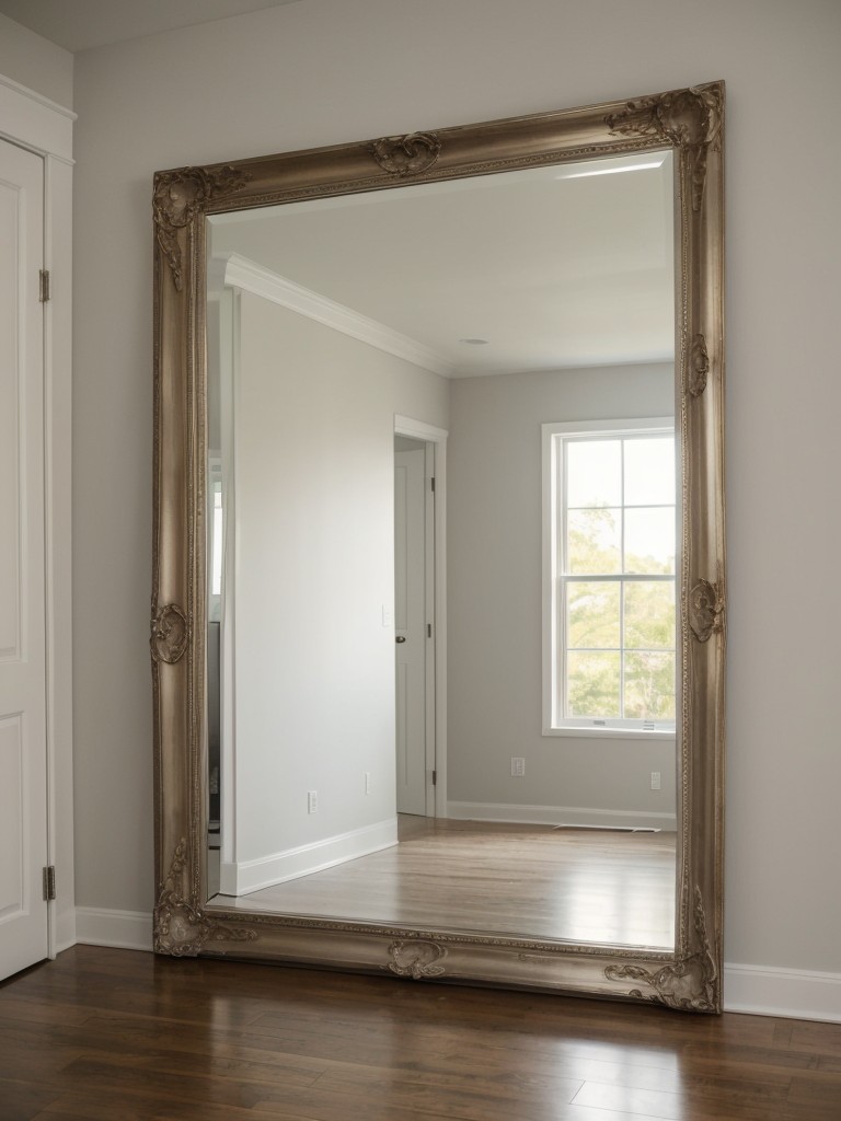 Incorporate a large wall mirror in the living room to visually expand the space and reflect light.