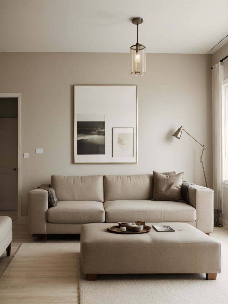 Opt for light, neutral colors on walls and furniture to create an illusion of space.