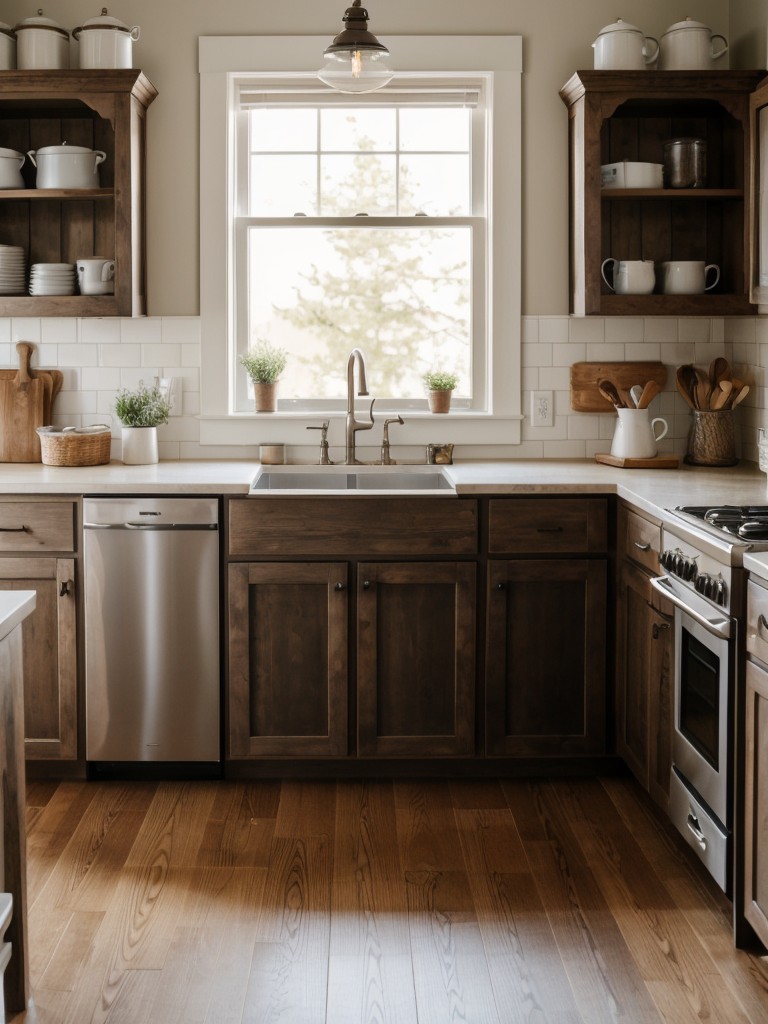 Cozy kitchen layouts for apartments with cozy breakfast nooks, farmhouse-inspired details, and rustic storage options.