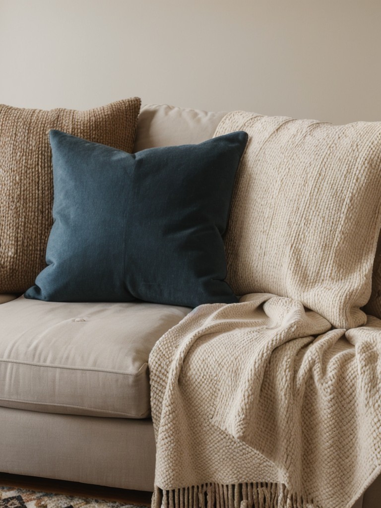 Incorporate a variety of textures through throw pillows, blankets, and rugs to add depth and visual interest.