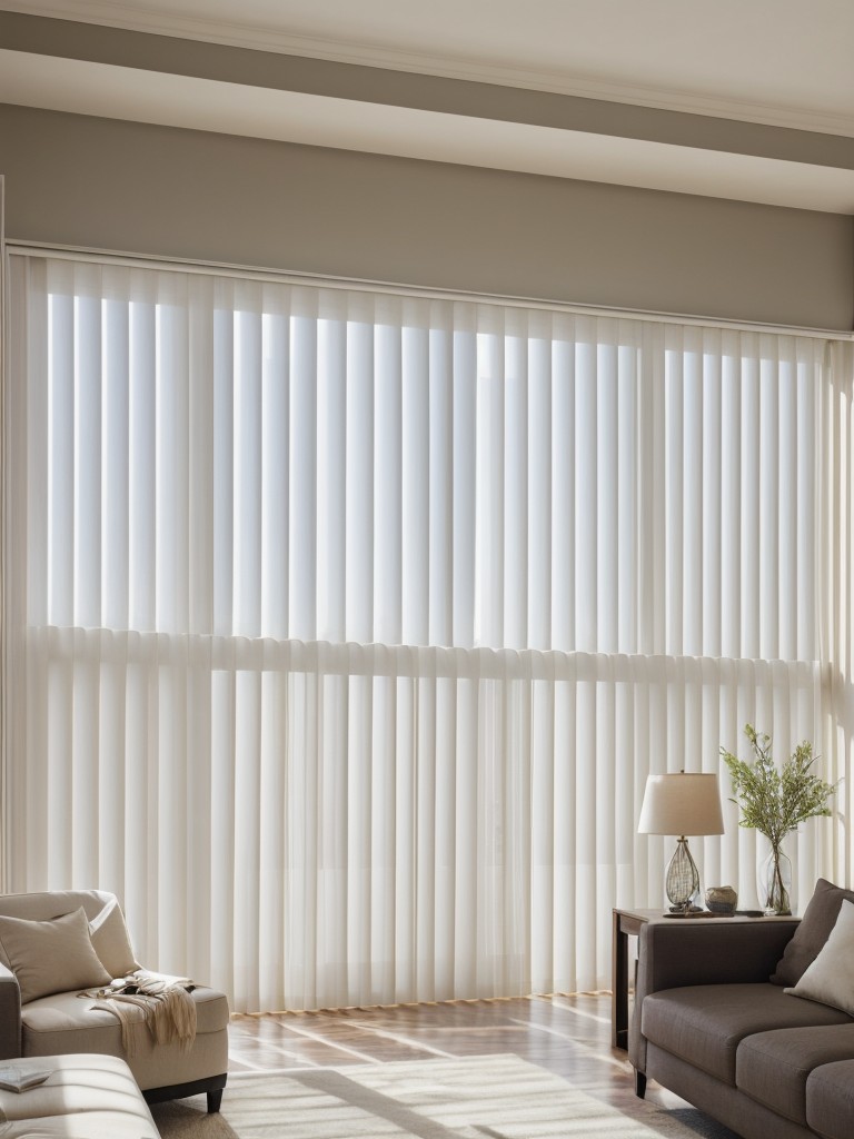 Use high curtains or vertical blinds to draw the eye upward and create the illusion of higher ceilings.