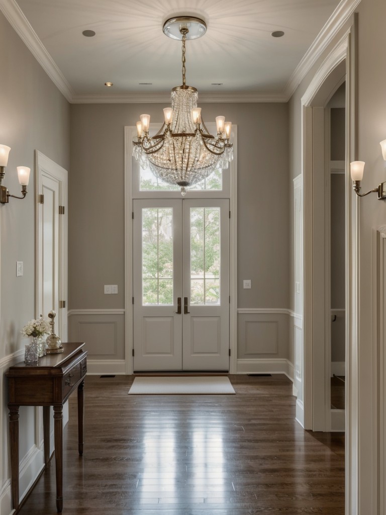 Add a touch of glamour with a statement light fixture or a chandelier to elevate the overall aesthetic of the space.