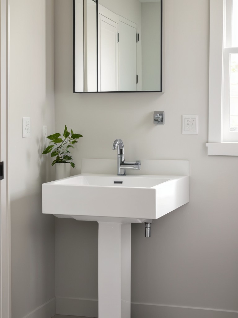Consider installing a pedestal sink to save space and create a more open feel.