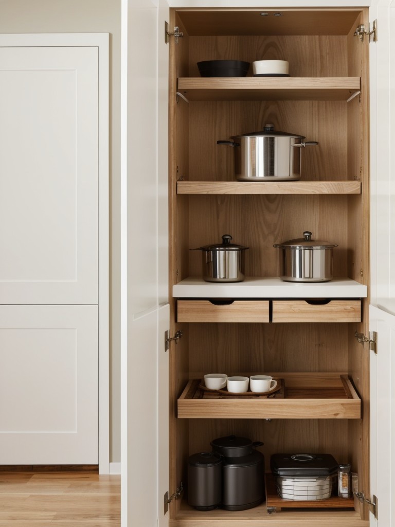 Utilize vertical space by installing floating shelves or a wall-mounted cabinet to maximize storage.