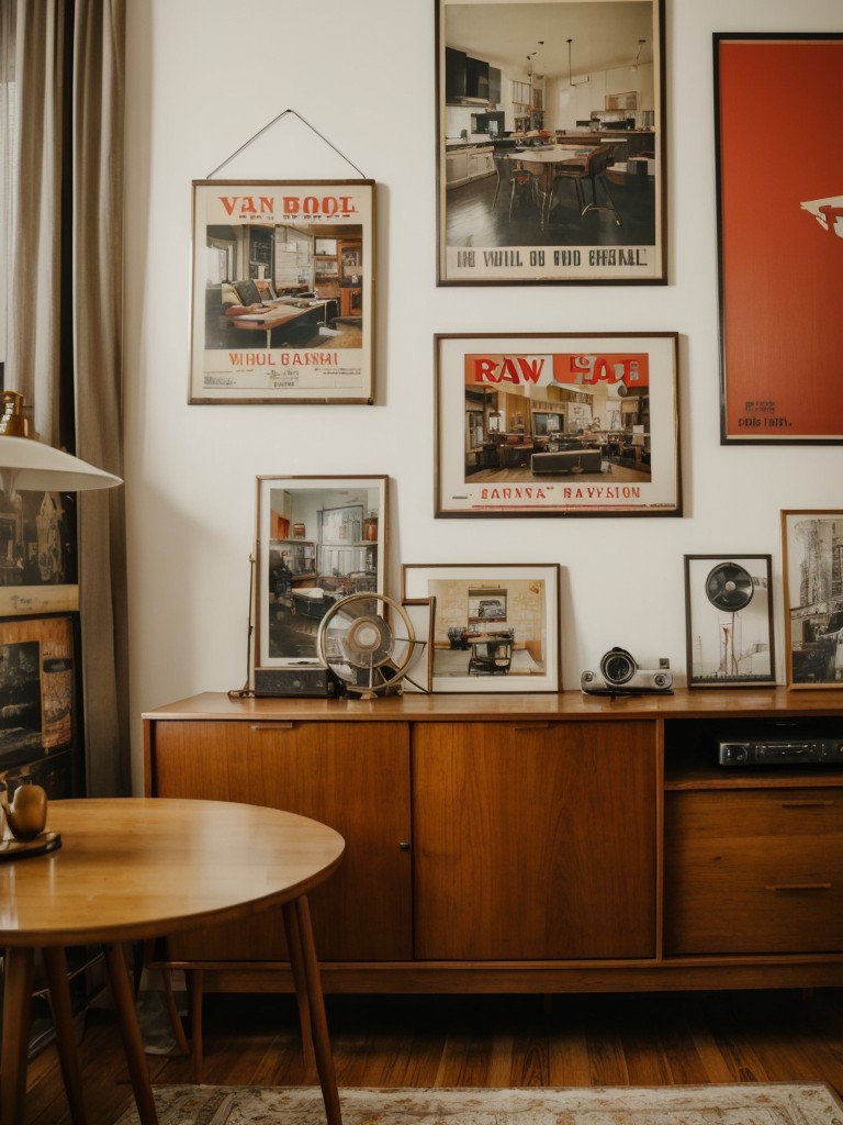 Vintage-inspired bachelor pad with retro furniture pieces, vinyl record collections, and vintage posters for that timeless and nostalgic charm.