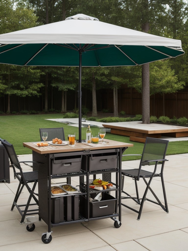 Maximize functionality by incorporating a foldable table, compact grill, and versatile outdoor furniture that can be easily stored when not in use.