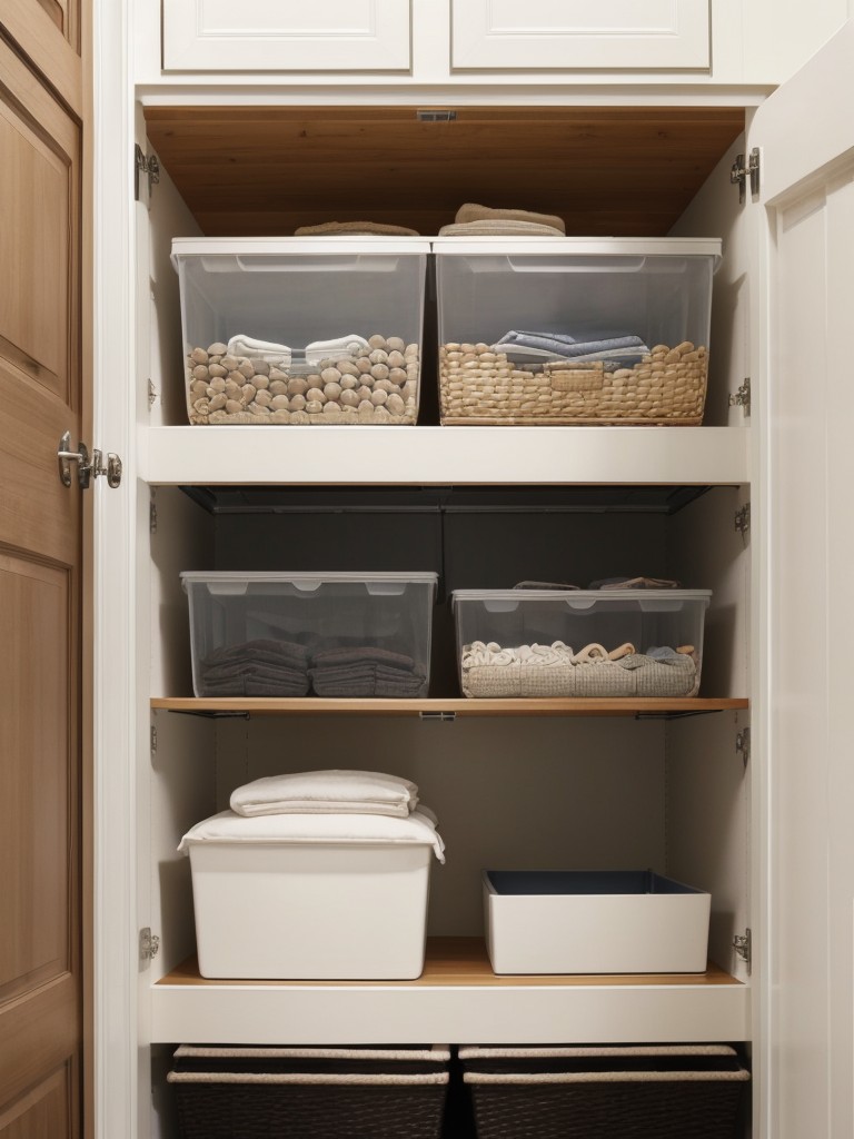 Creative storage options for studio apartments, such as under-bed storage bins, floating shelves, and wall-mounted hooks.