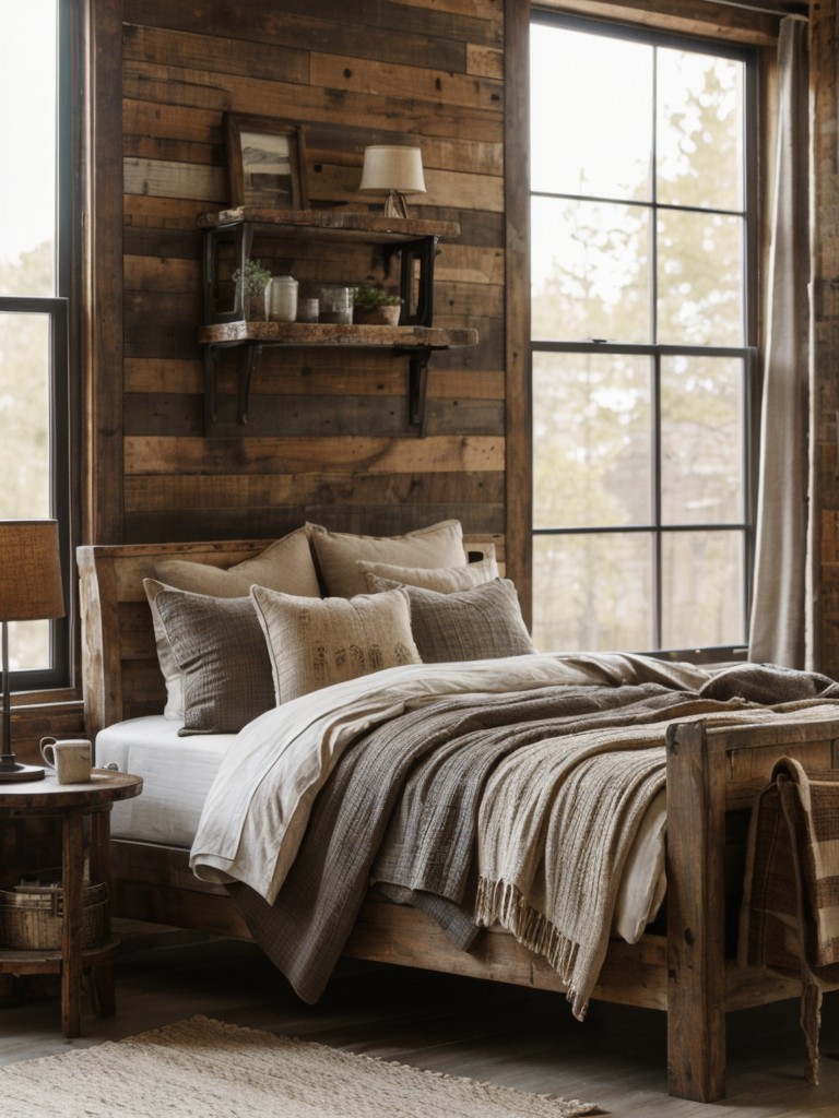 Rustic chic studio apartment ideas, combining rustic elements like distressed wood and cozy textiles with modern furniture.