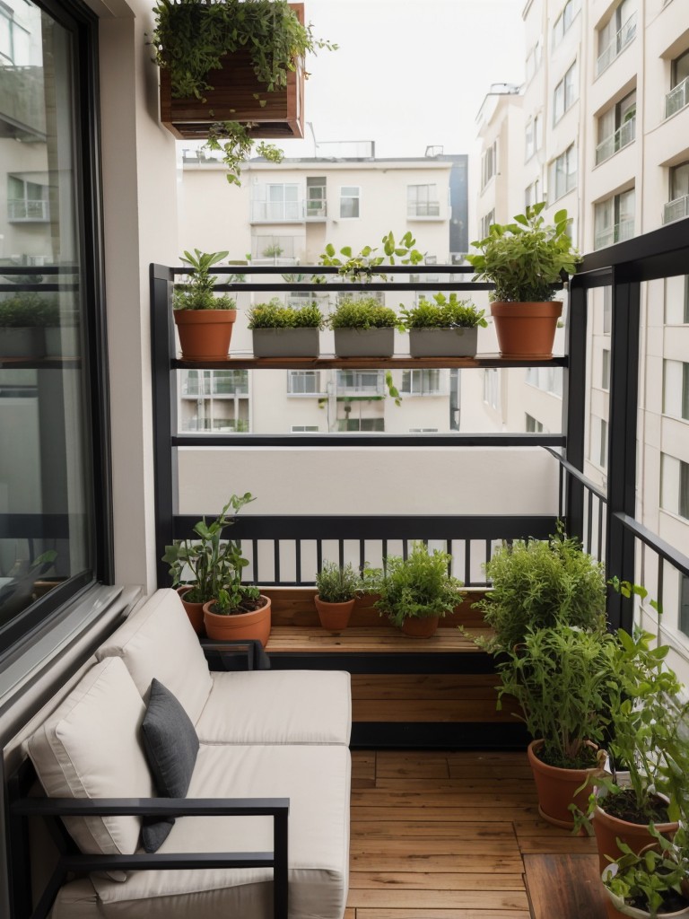 Small balcony ideas for studio apartments, including space-saving furniture, vertical gardens, and cozy seating arrangements.
