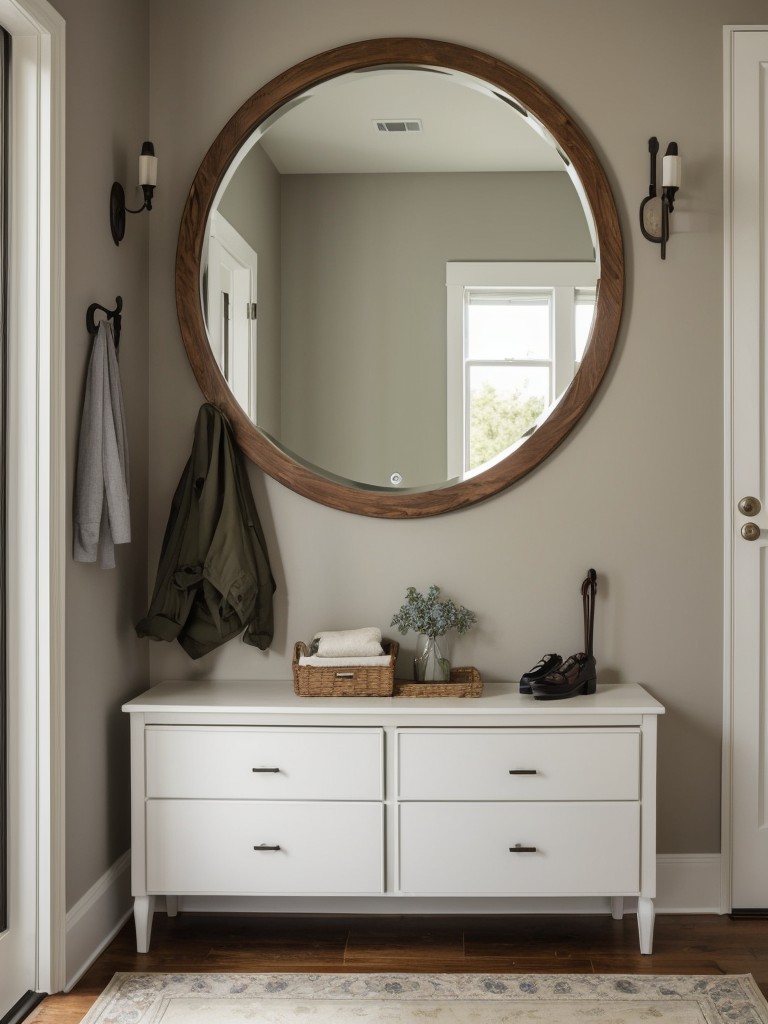 Creating a stylish entryway with a statement mirror, functional shoe storage, and a unique coat rack or hooks.