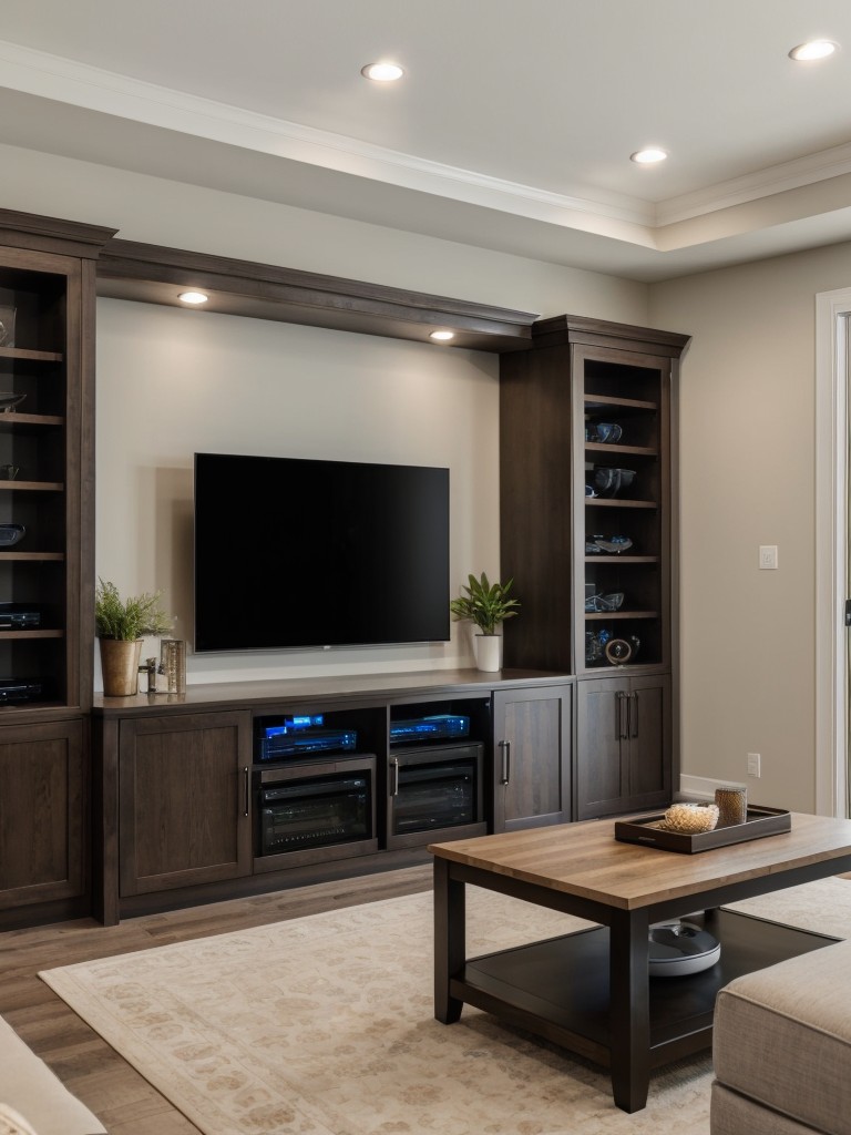 Creating a tech-friendly space with wireless charging stations, smart home integration, and a dedicated entertainment center.